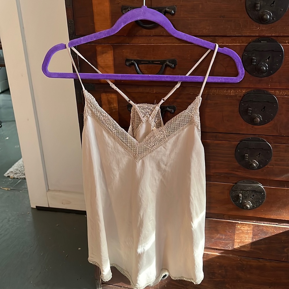 Tan tank top with lace